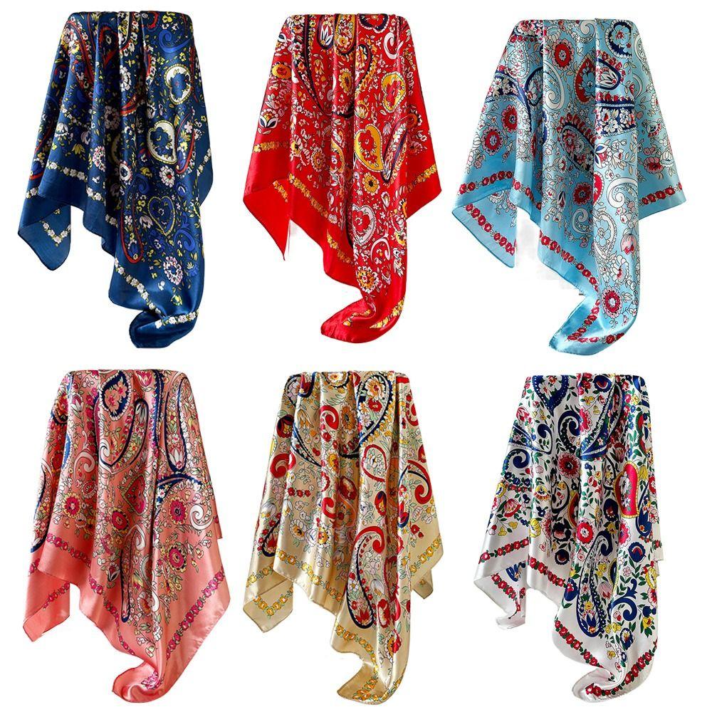 90*90cm Bandana Scarf Imitation Silk Shawl Wrap Fashion Hair Band  Fashion Accessory