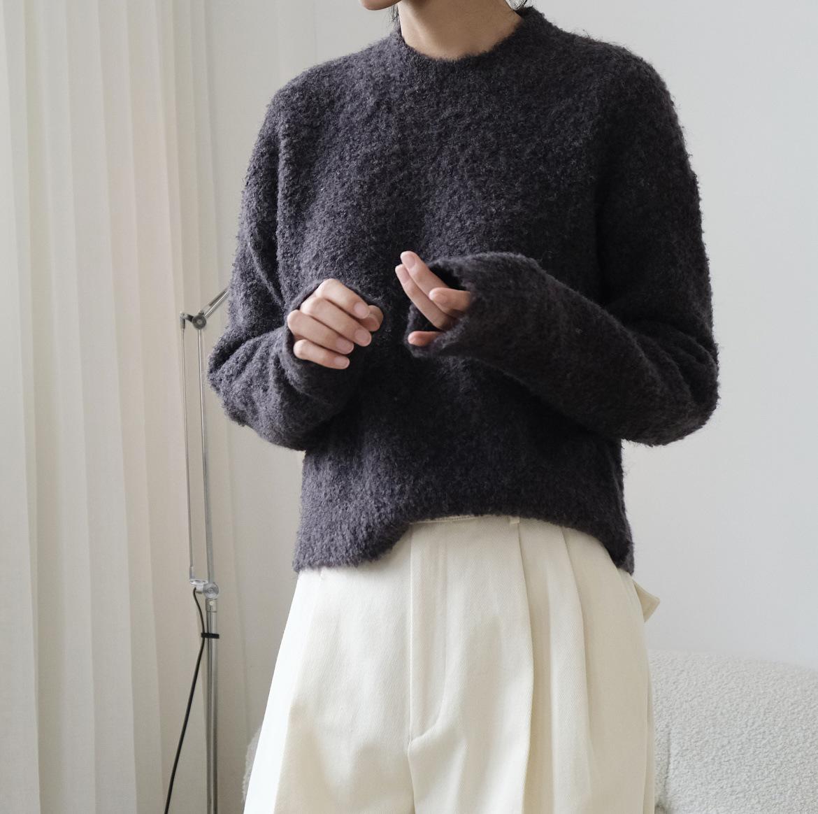 

Зимний пуловер из шерсти букле в корейском стиле: Модный, удобный, свободный и облегающий вязаный свитер для женщин One Size