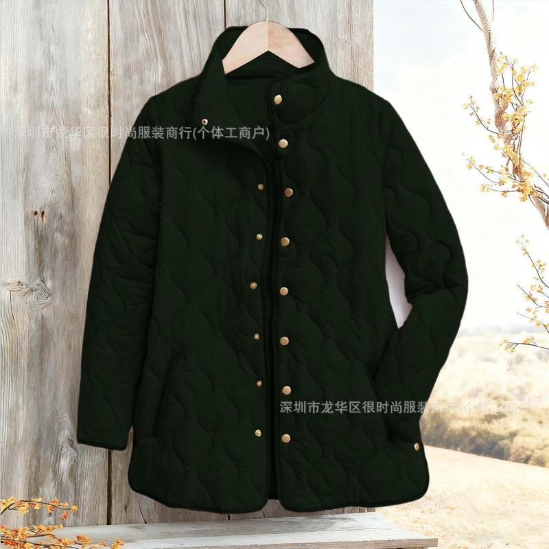 2026 Womens Solid Color Loose Fit Casual Warm Cotton Jacket Coat