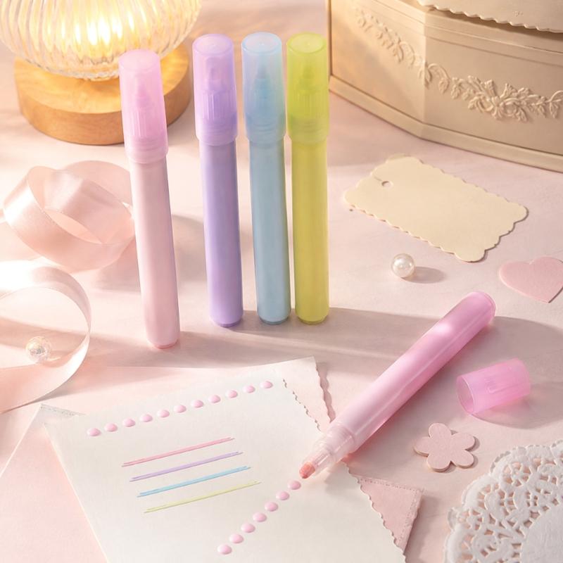 Liquid Adhesive Pen Set 4 Piece Fine Tip Paper Craft Adhesive Large Capacity Portable Plastic Design for Journaling Scrapbooks