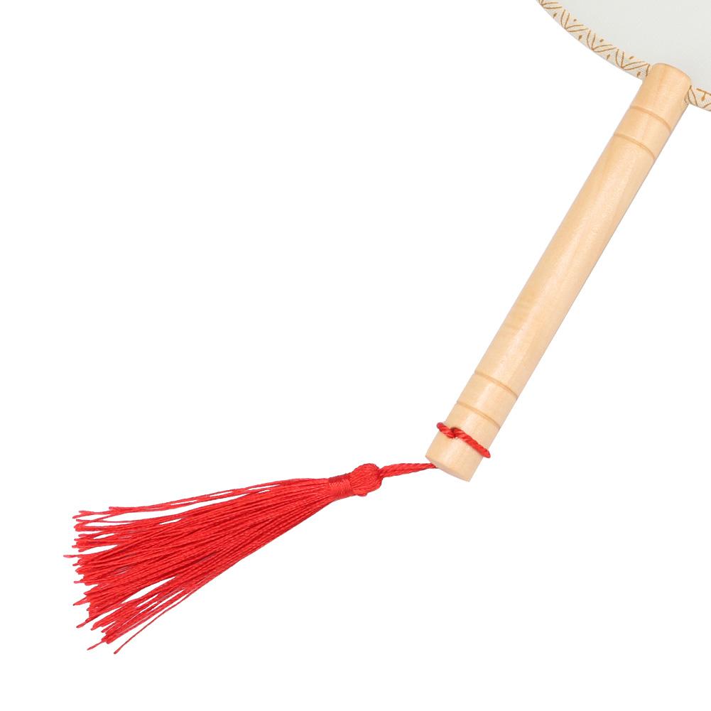 Classical Wooden Handle Round Silk Classical Fan Tassel Handle Fan Gift Decoration(Round wooden handle white silk cloth )