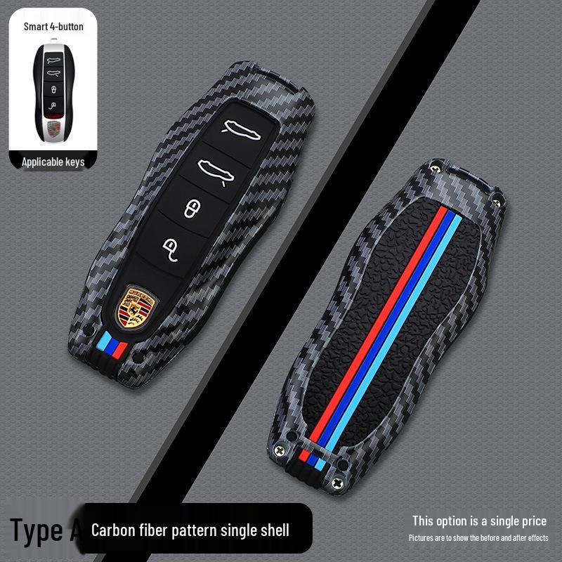 Porsche Carbon Fiber Texture Key Shell for Cayenne, Macan, Panamera, 911, 718