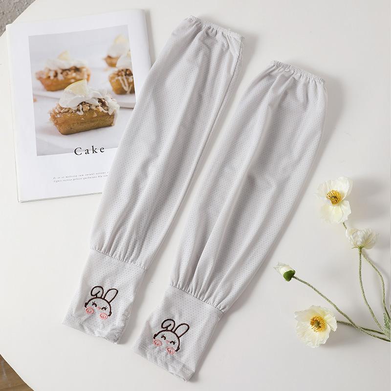 Women’s Summer UV Protection Arm Sleeves, Cute Bunny Ear Ice Silk Cooling Sleeves, Breathable Thin Sun Sleeves for Driving Cycling Outdoor