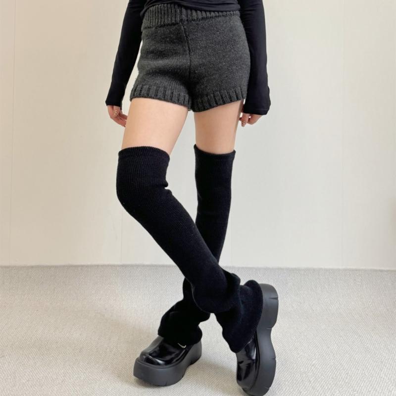 Damen Mädchen Süße Beinwärmer Gestrickt Ausgestellte Beinärmel Goth Häkeln Lockerer Bund Knöchel Haufen Socken Oberschenkel Hohe Socken