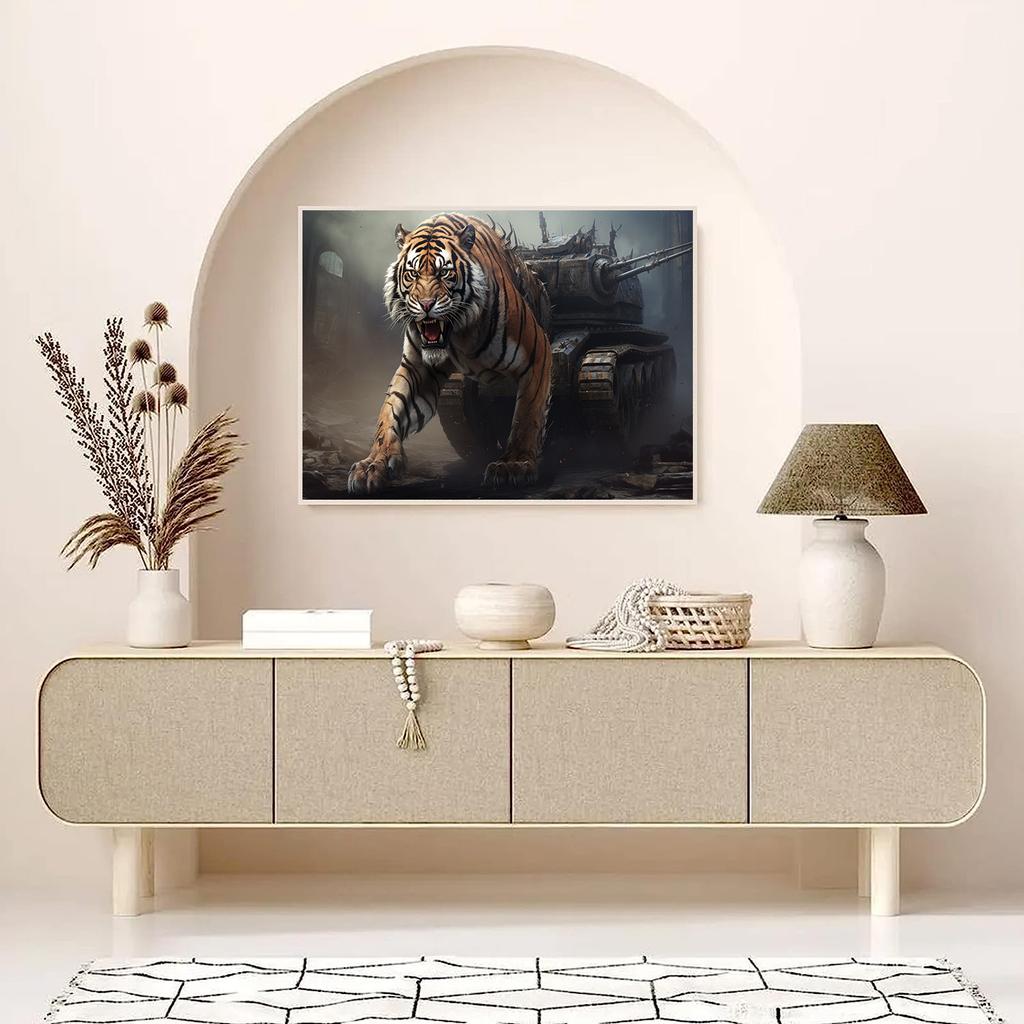 DIY Diamond Painting Mechanical Tiger Tank Cross Stitch Kit Mosaic Art Diamond Painting Full Circle/Square Diamond Home Decoration