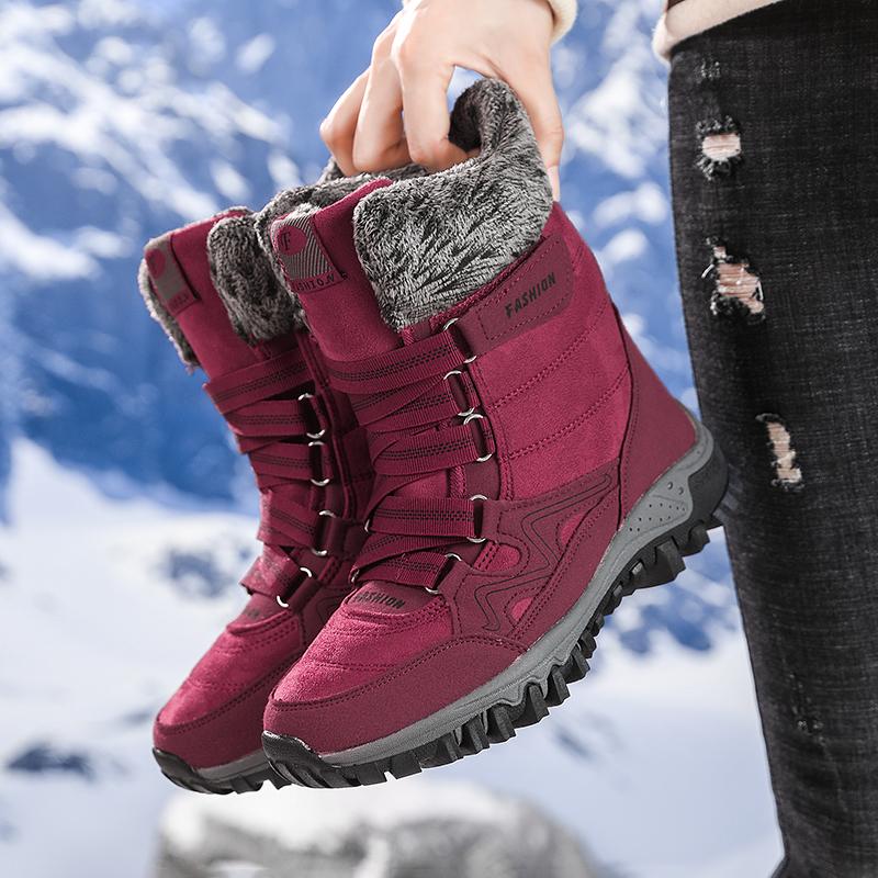 

TUINANLE Women Thigh High Boots Platform Fur Warm Snow Boots Winter Shoes Slip on Women Comfortable Outdoor Ankle Hiking Booties 38 красный/ярко-розовый