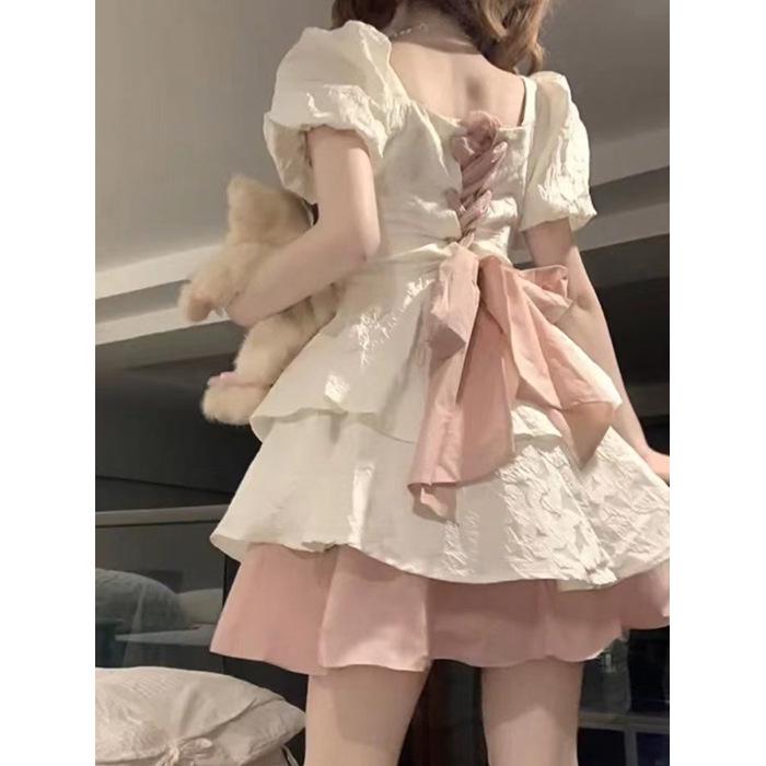 Fugitive Princess Puff Sleeve Summer Dress: High-End French Style Petite Skirt