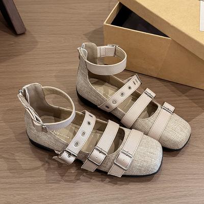 Dunkler Stil Mary Jane Damen Ballerinas 3cm Erhöhung Designer Stil Vielseitig Nieten Verziert Retro Flacher Absatz Schuhe