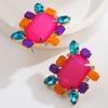 European and American New Fashion Exaggerated Earrings Super Shiny Alloy Inlaid with Colorful Diamonds Personality Long Prom Earrings