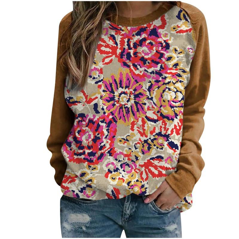 Women's hoodie 3D digital printed round neck hoodie with shoulder inserts for autumn winter women's wear