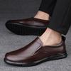 Large size round head shallow mouth men's fashion trend breathable first layer cowhide daily work versatile men's shoes