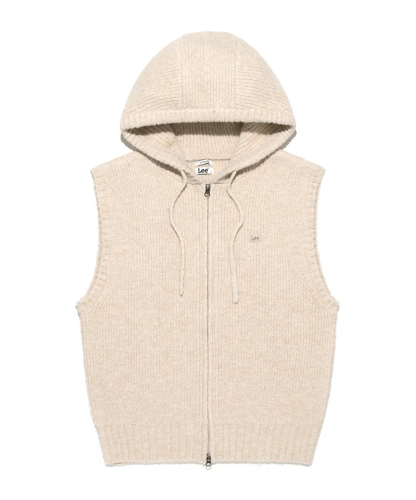 Lee Hooded Knit Vest Beige