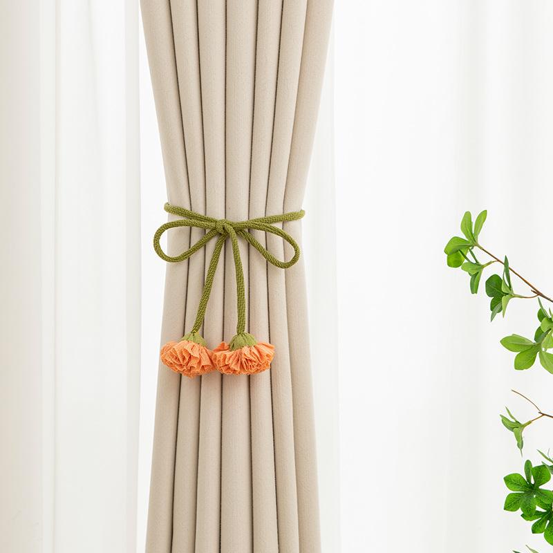 2PCS.Adjustable Creative Flower Curtain Tiebacks, Punch-Free Minimalist Holders,Non-Slip Straps for Sheer Curtains