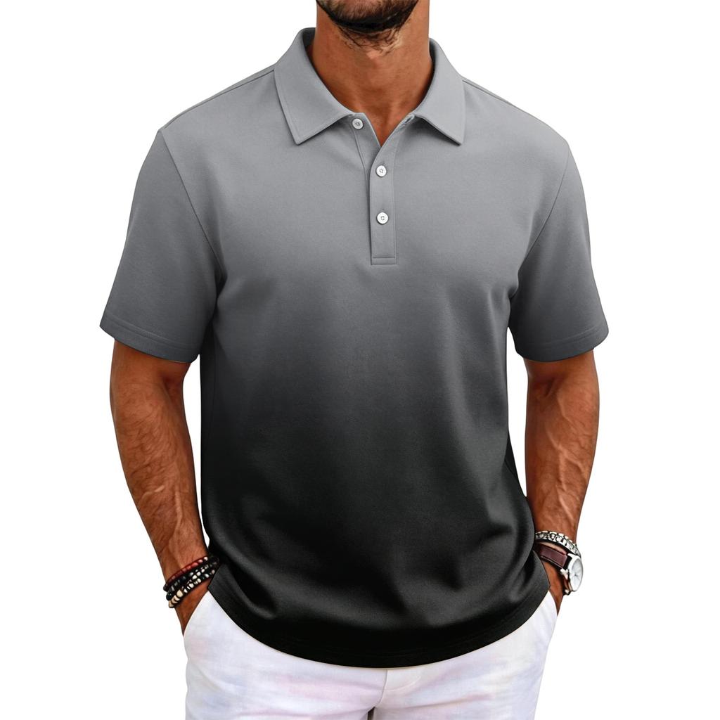 Men Short Sleeve Polo Shirt Classic Fit Lightweight Breathable Fabric Business Casual Solid Basic Collar Top
