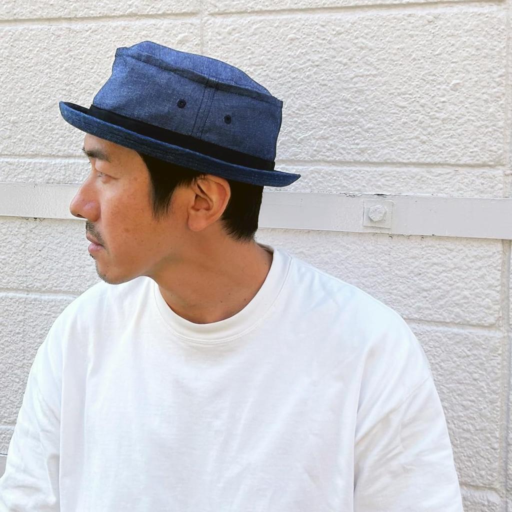 Basic Enchi Cotton Terrapinch Pork Pie Available In Plus Shallow One Size Fits for Men and Women Hat, Sizes, Cut, Cotton, Terrapinch, All, (INDIGO)