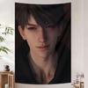 Love and Deepspace Xia Yizhou Tapestry, Game Character Wall Hanging, Black Cool Style Background Cloth for Bedroom Dorm