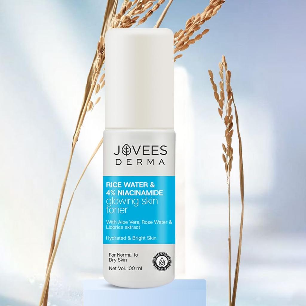 Jovees Derma 4% Niacinamid Reiswasser Toner Für Glass Skin Glow Feuchtigkeitsspendend Unreinheitenkontrolle Porenverfeinernder Nebel Normale Bis Trockene Haut 100ml