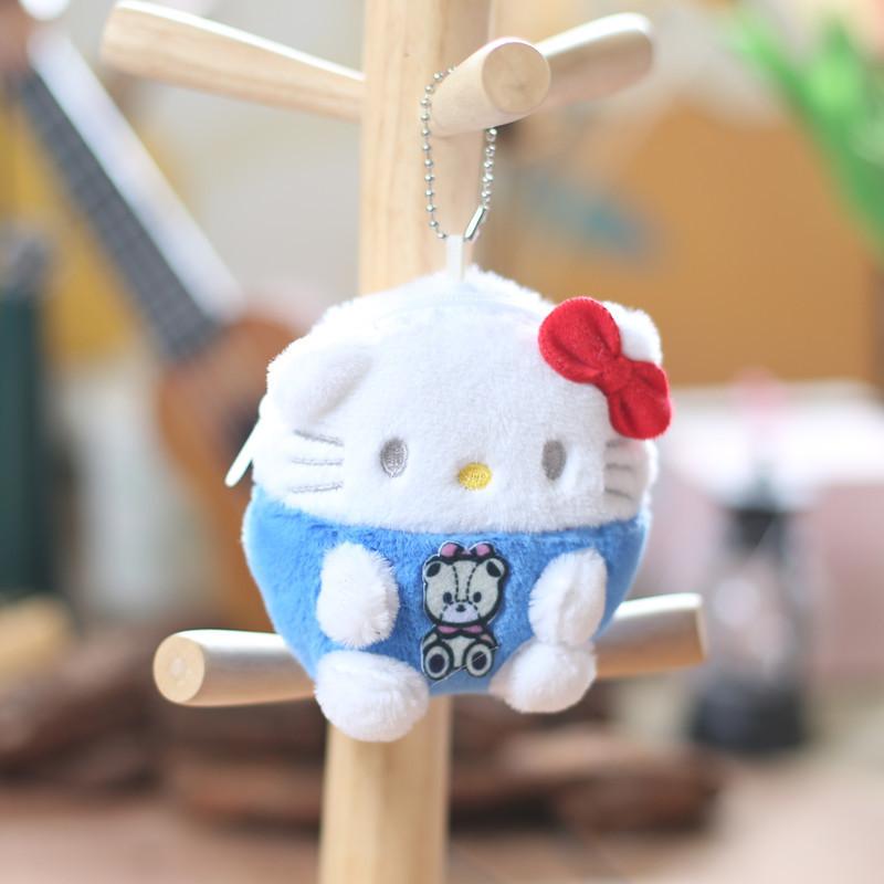 

Adorable Sanrio Plush Toy Keychain Coin Purse Featuring Cinnamoroll And Kuromi Blue Cat Bead