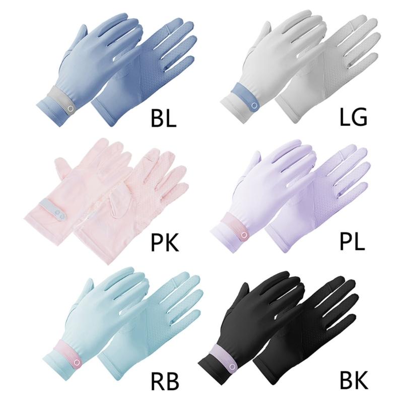 New Riding Gloves Female for Sun for Protection Thin Short Outdoor Ice Silk Anti-UV Anti-Skid Elastic Gloves