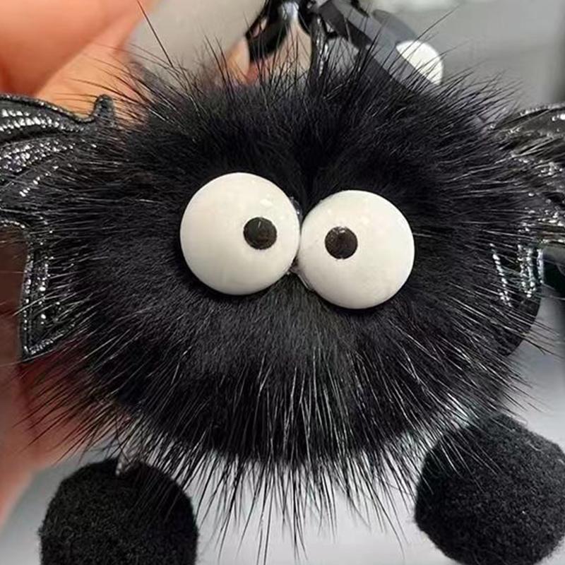 Halloween Faux Mink Fur Little Bat Little Devil Backpack Pendant Plush Keychain