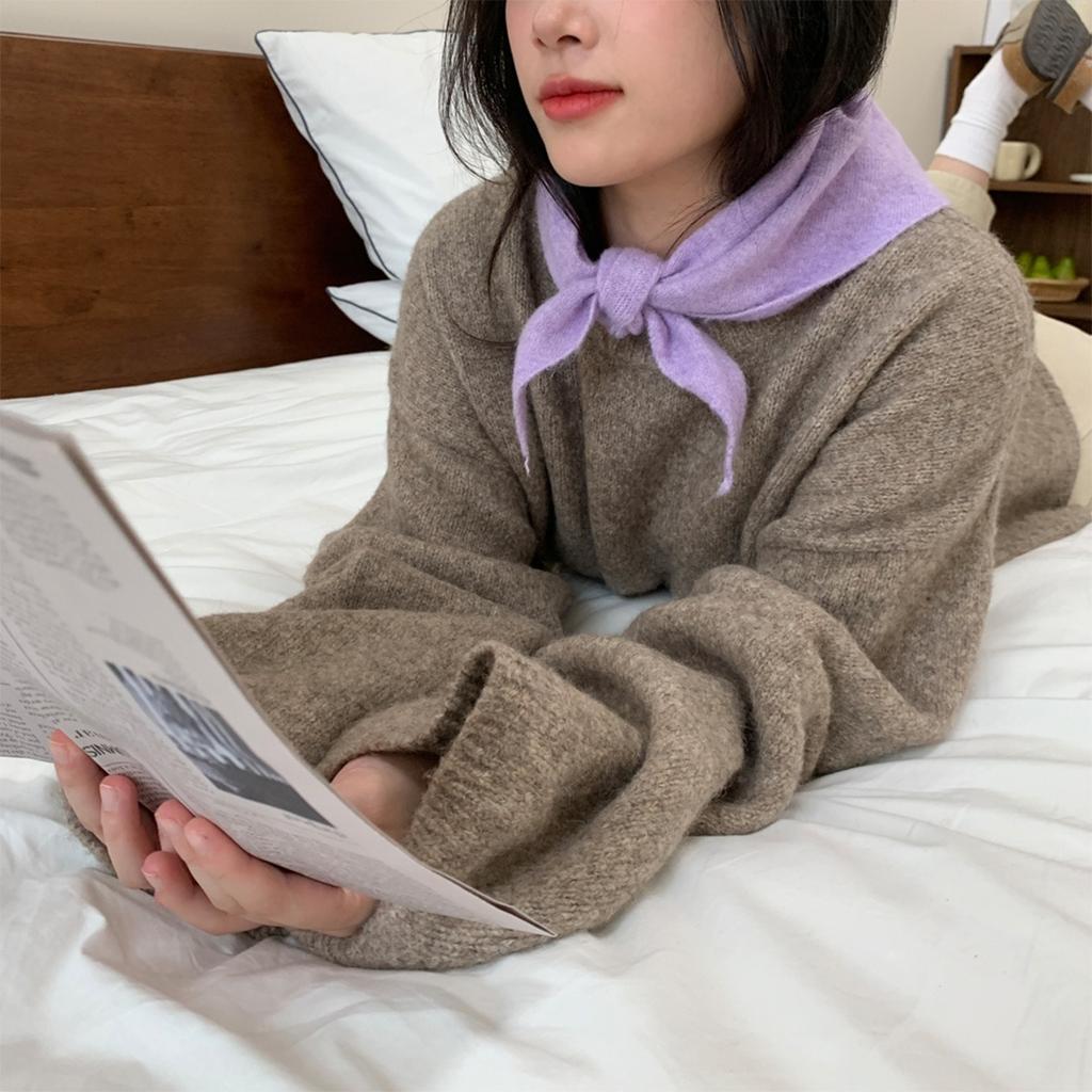 Wool Temperament, Anti-aging Triangle Scarf, Knitted Small Shawl for Women in Autumn and Winter, Versatile Korean Version, Knotted and Shoulder Worn