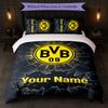 Set Biancheria da Letto Personalizzato Borussia Dortmund con Nome Testo 1 Copripiumino+2 Federe Logo Calcio Regalo Personalizzato per Occasioni Speciali Decorazione Camera da Letto