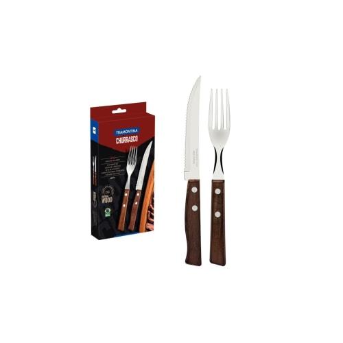 Tramontina 12-piece Wooden Steak Fork & Knife Set, Traditional Style, 22299/009