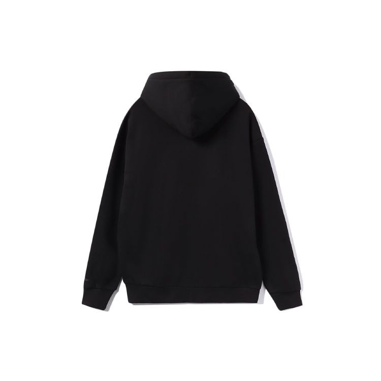 Li Ning Sports Lifestyle Series Embroidered Logo Fleece Pullover Long Sleeve Sweatshirt Unisex Sweatshirt Black AWDRD42-2