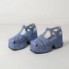 Krazing Pot Polyurethane Spring Summer Size 43 Size 42 Women Platform Women Square Toe Buckle Thick Bottom Pumps