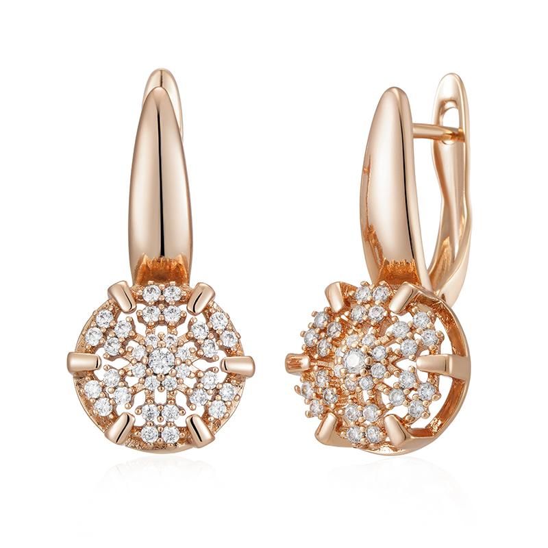 

Женские серьги Kinel с натуральным цирконом и полным паве, классические роскошные ювелирные изделия цвета розового золота