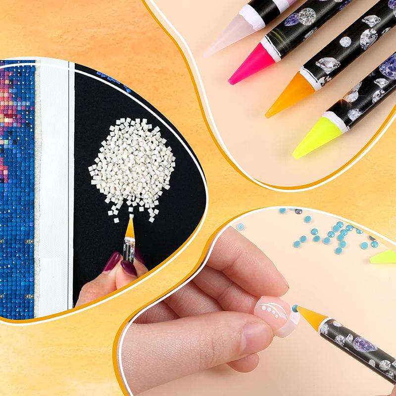 11cm Nail Art Rhinestone Picker Wax Pencil - Self-Adhesive Rhinestone Dotting Pen for Easy Inlay and Removal.
