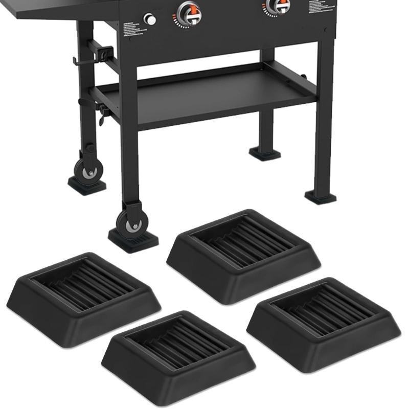 4PCS Durable Rubber Griddle Leveling Feet Keep Your Grills Stable On Grass Concrete Or Uneven Ground Barbecue Pads