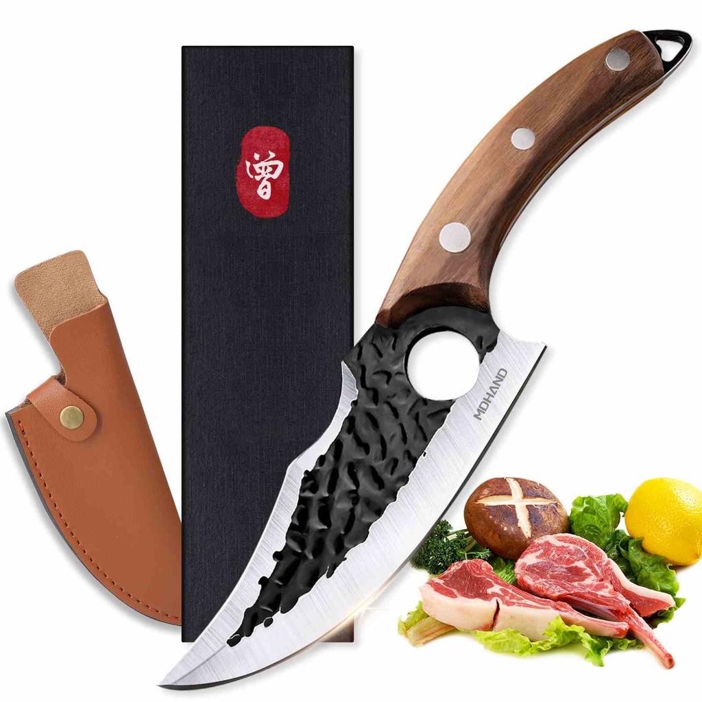 KEPEAK Multifunctional Viking Knife With Sheath Hand Forged Boning Knife With Gift Box Japanese Cooking Meat Cleaver Chef Knife