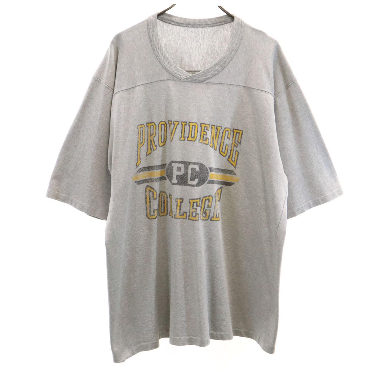 

VINTAGE 80s college Short sleeve football shirt gray Single stitch Men s Used