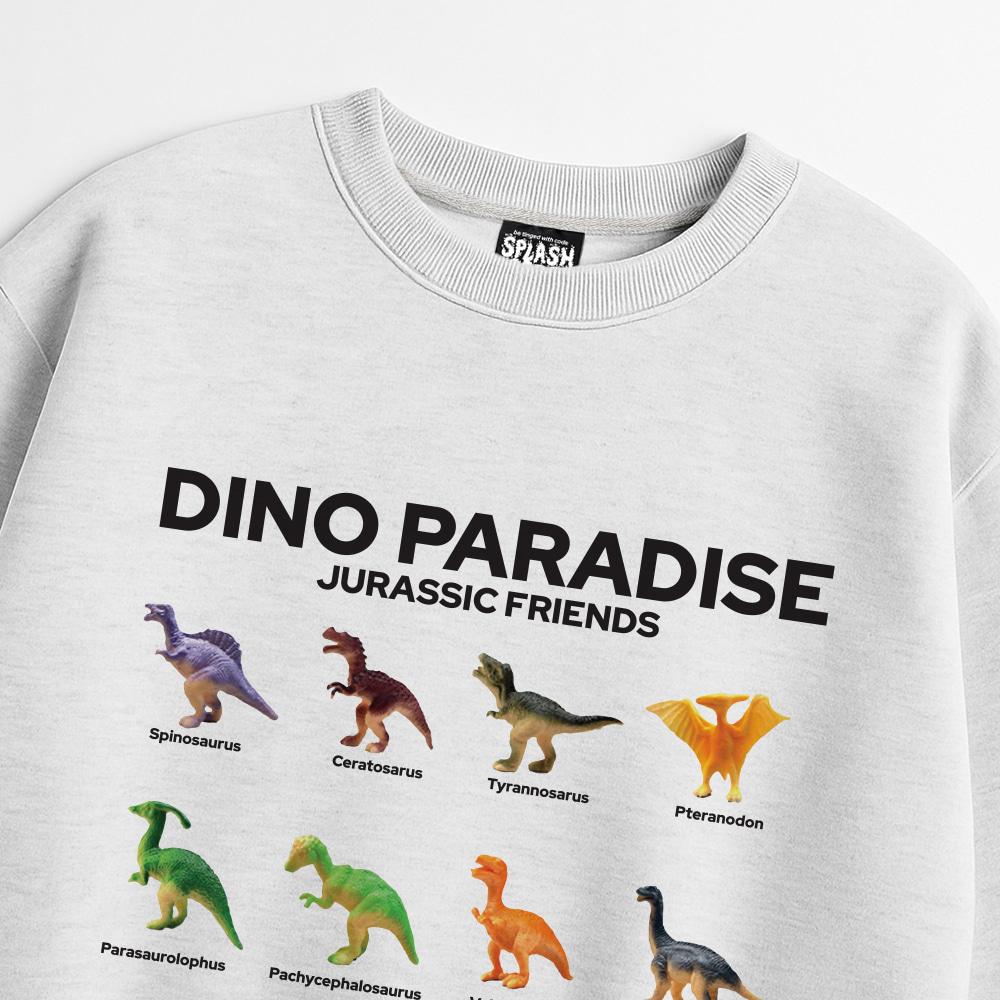Seupeullaesikodeu Heavy Crewneck Sweatshirt Melange White - Dino Paradise