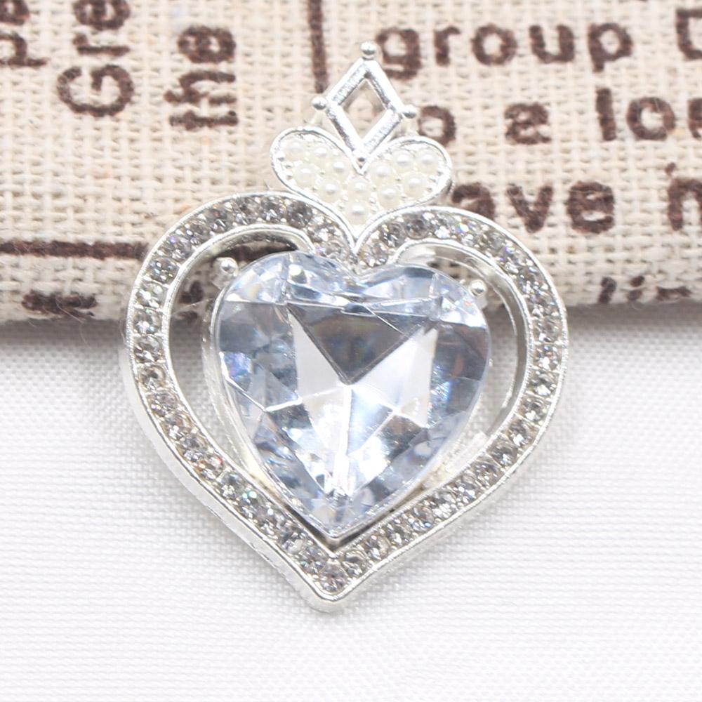 New 10 Piece 22 * 30mm Peach Heart Rhinestone Pearl Alloy Flat Bottom Button DIY Phone Case Hair Accessories Gift Box Clothing D