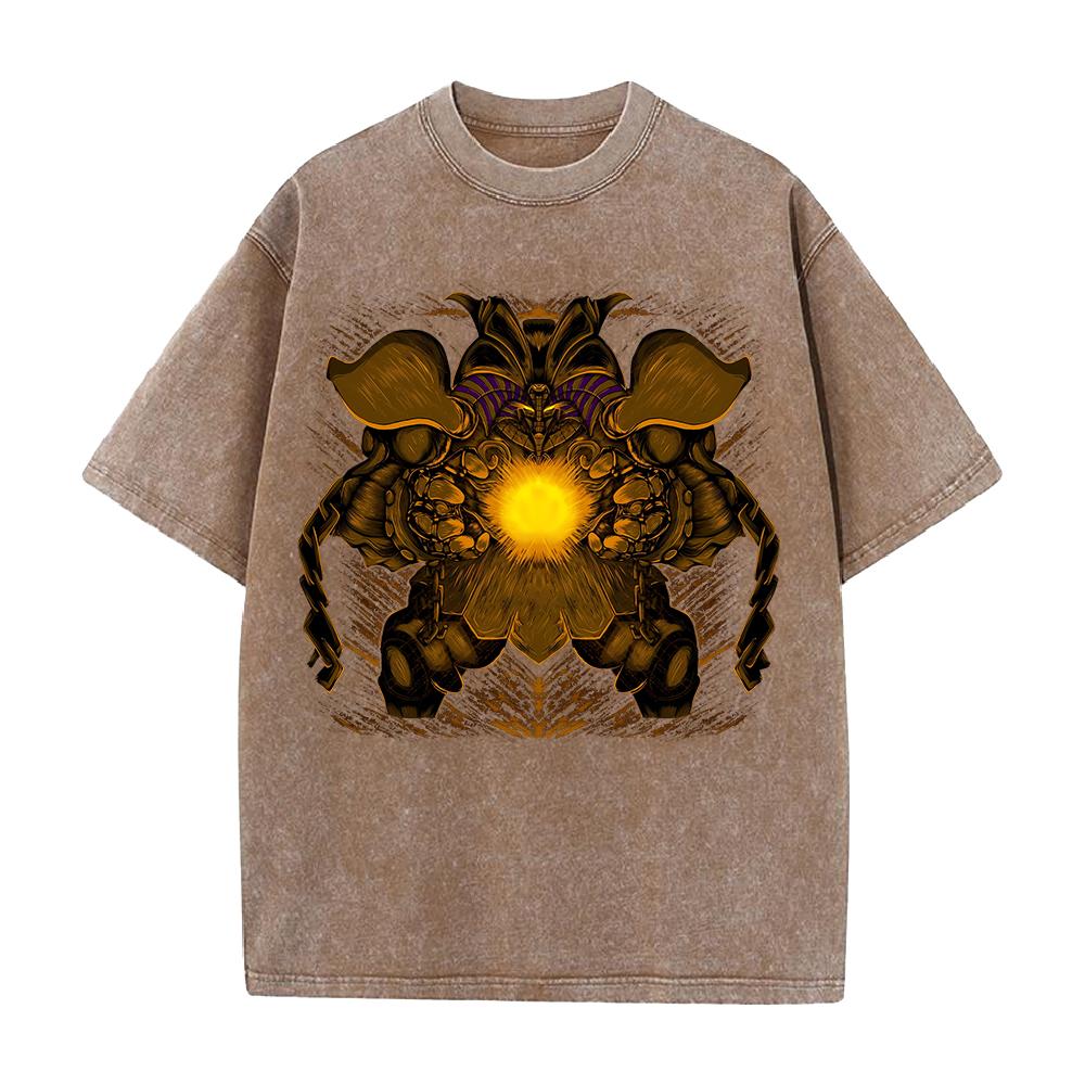 Manga Printed T-shirt Anime Y2k Washed Oversized T Shirt Men's Clothing Summer Short Sleeve Casual Cotton Tees Tops