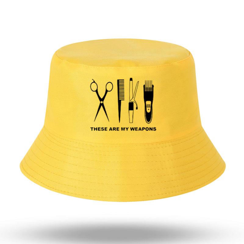 Barbier Friseur Waffe Print Herren Damen Fischerhut Outdoor Panama Angelhut Fischerhut Harajuku Angelhut