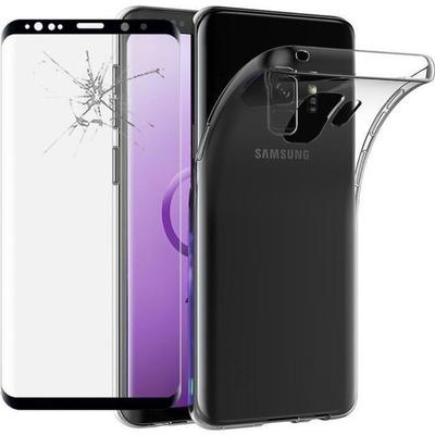 Case and Screen Protector - VCOMP - Samsung Galaxy S9 5.8" - UltraSlim - Transparent - Black
