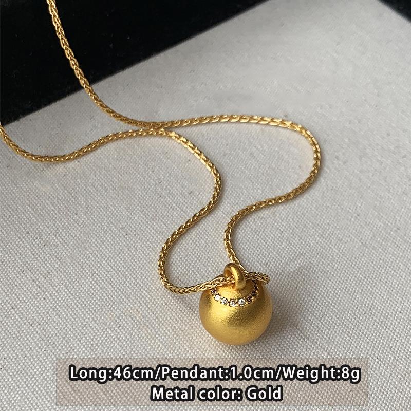 

Design Sensation Sand Gold Color Ball Pendant Necklace For Women Pulling Adjustment Chain Neck Chain Fashion Jewelry Accessories