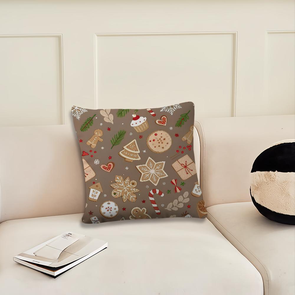 Christmas Cartoon Gingerbread Man Cushion Cover Pillow Cover Decoration Room Home Sofa Living Office Car Nordic Simplicity
