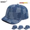 Retro Washed Denim Short Brim Baseball Cap - Distressed Soft Top, Solid Color