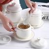 Creative Relief Ceramic Stew Pot Korean Pure White/golden Bone Porcelain Stew Bowl Bird's Nest Steamed Egg Bowl Kitchen Supplies