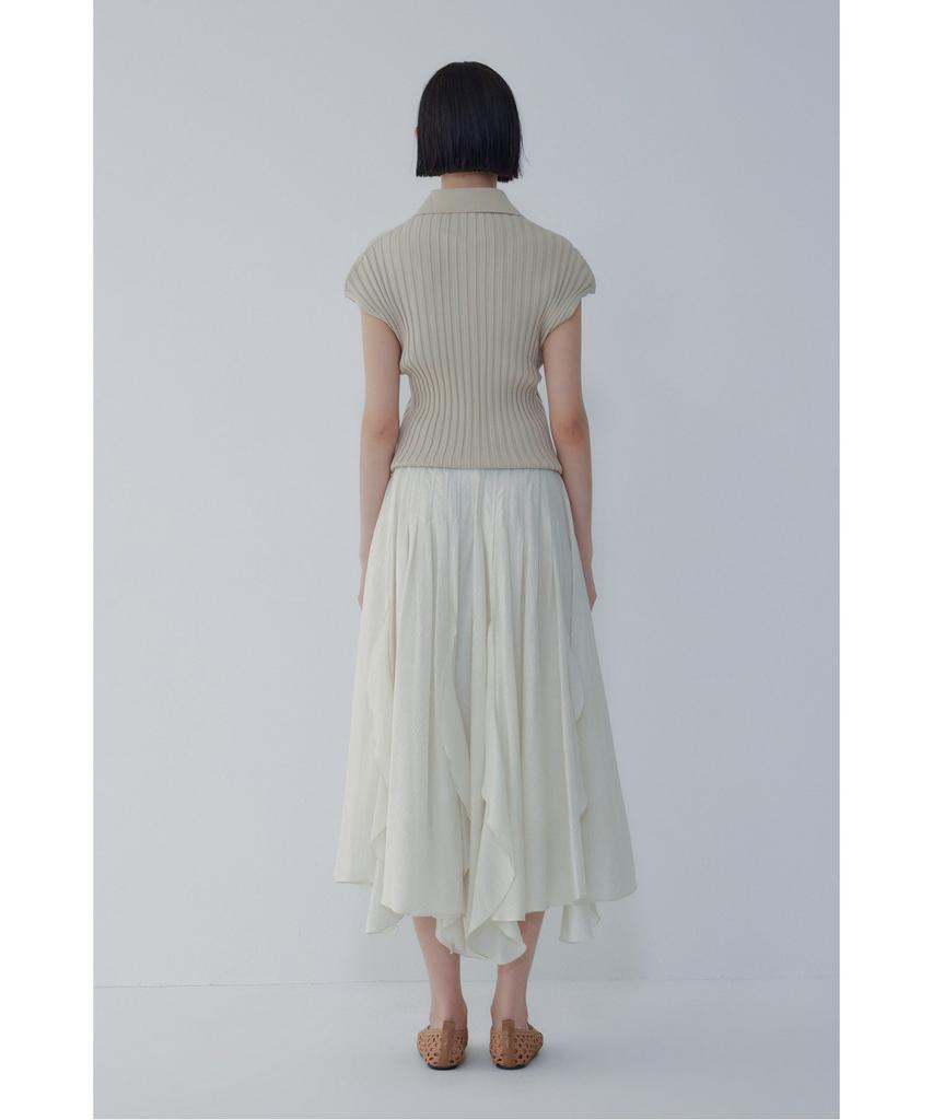 Bobeu Crinkle Ruffle Long Skirt_Ivory_7156235004