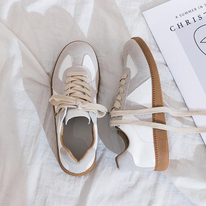 

Женские новые туфли на раннюю весну, однотонные, на мягкой подошве, белые, ретро спортивные туфли, повседневные кеды 40 бежевый