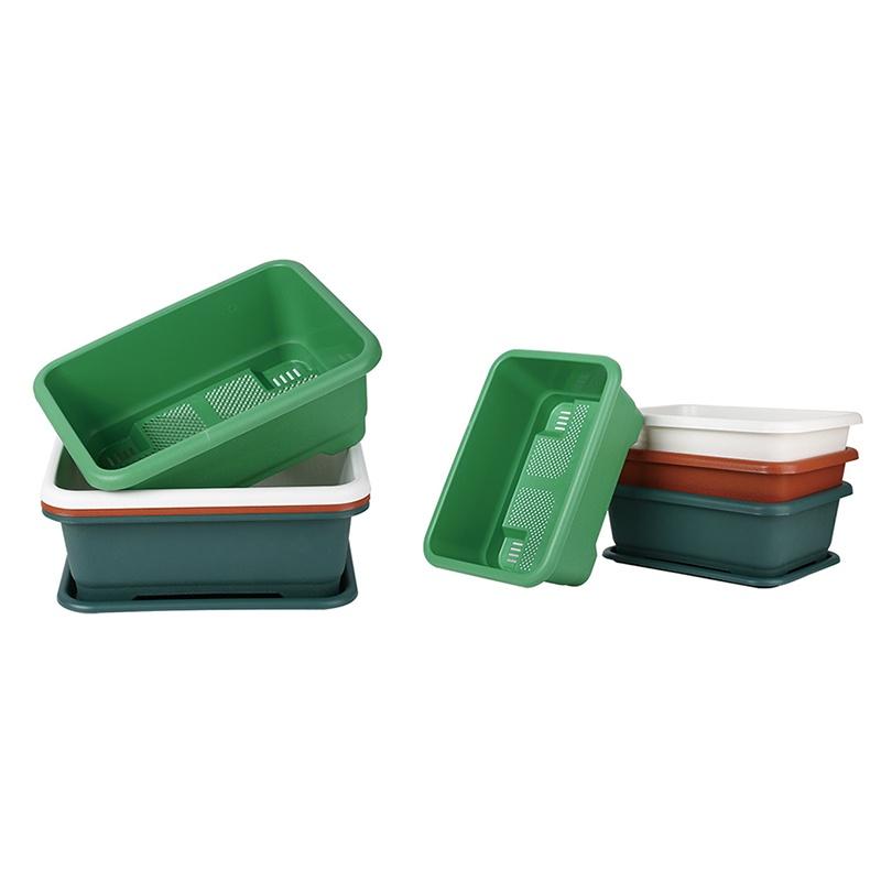 Vegetable Planter Shatterproof Impact Resistance Drain Hole Design Rectangular Flower Pot Windowsill Planter Box Garden Supplies