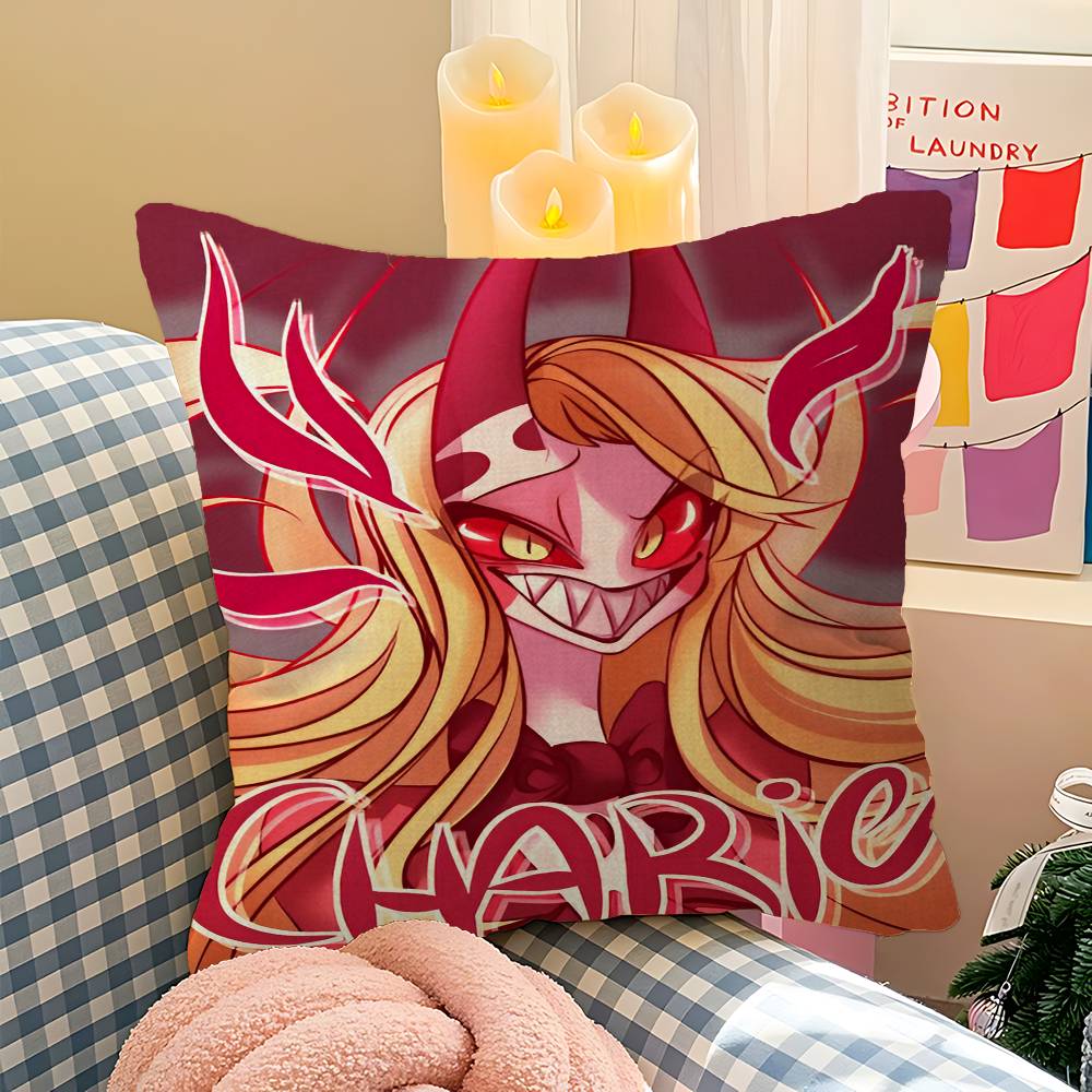 C-Charlie H-Hazbin Pillow Covers Cartoon Sofa Decorative Home Double-sided Printing Short Plush Cute Cushion Cover