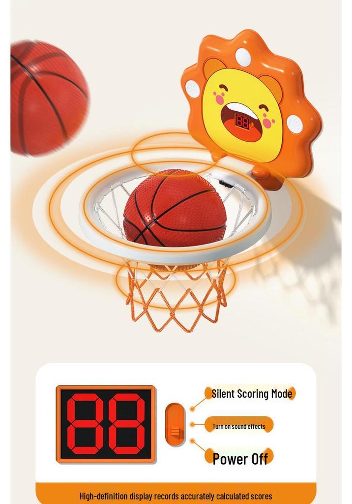 Kids' No-Drill Indoor Basketball Hoop with Suction Cup for Silent Play