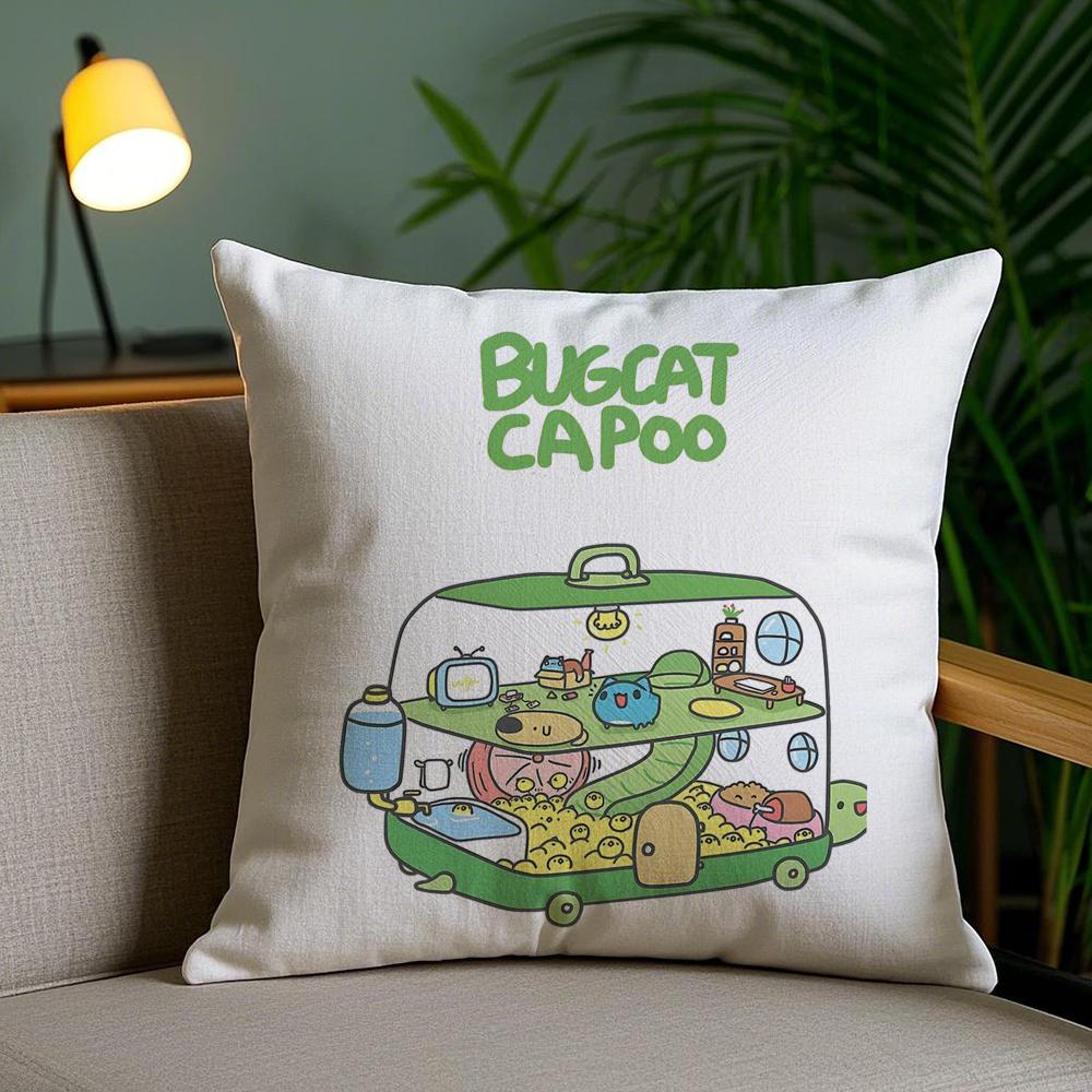 B-Bugcat C-Capoo Cushion Cover Soft Short Plush Double-Sided Printing Home Decor Machine Washable Pillow Case Gift