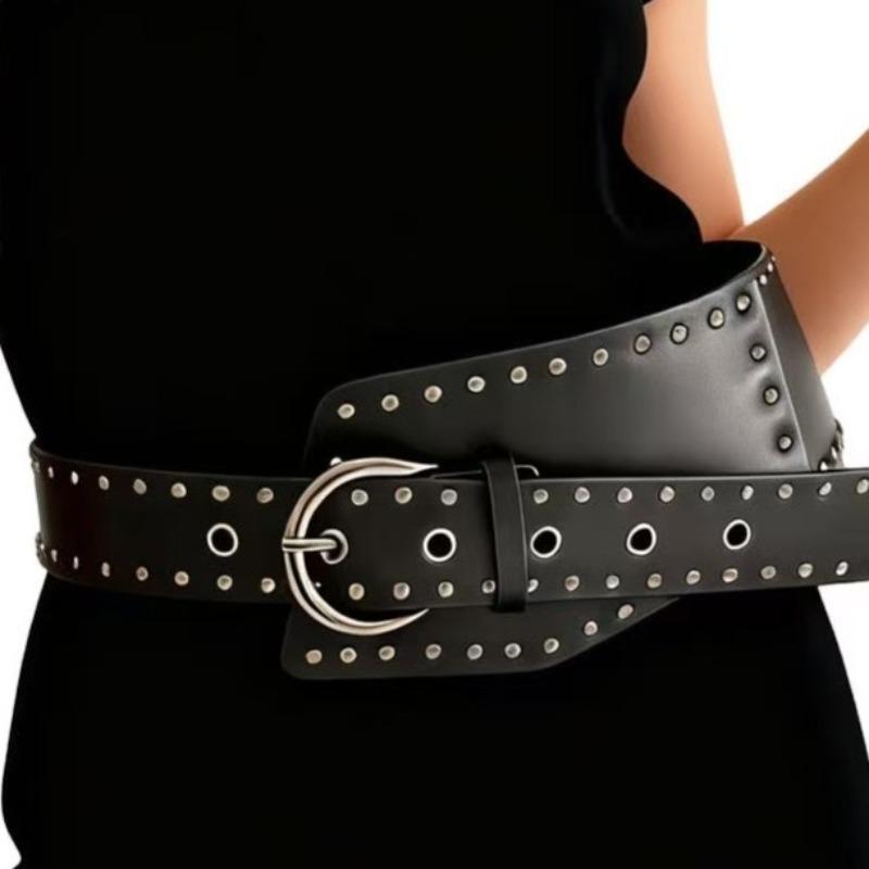 2026 Women's Wide Waist Seal Black Rivet Fashion Belt Dress Coat Decoration Corset Belts for Women Ladies Luxury Designer